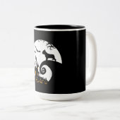 Funny French Bulldog and Moon Halloween Costume Tweekleurige Koffiemok (Voorkant rechts)