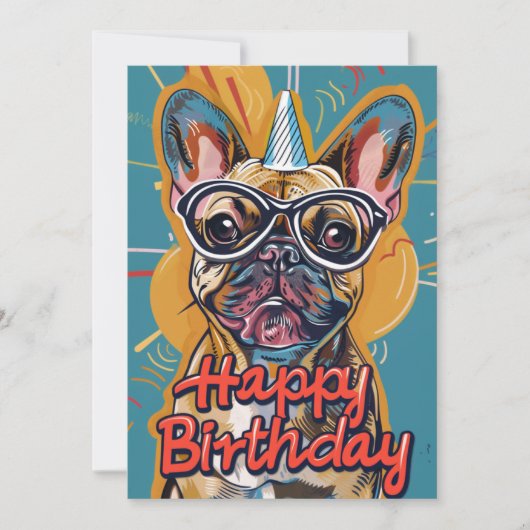 Funny French Bulldog Birthday Feestdagenkaart (Voorkant)