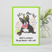 Funny French Bulldog Birthday Party Invite Kaart (Staand voorkant)