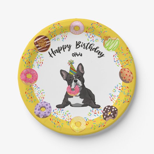 Funny French Bulldog Birthday Party Paper Bord (Voorkant)