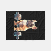 Funny French Bulldog Bodybuilding Gym Frenchie Wei Fleece Deken (Voorkant (Horizontaal))