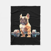 Funny French Bulldog Bodybuilding Gym Frenchie Wei Fleece Deken (Voorkant)
