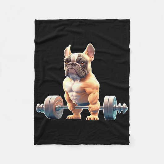 Funny French Bulldog Bodybuilding Gym Frenchie Wei Fleece Deken (Voorkant)