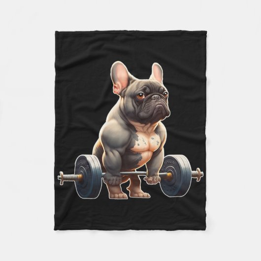 Funny French Bulldog Bodybuilding Gym Frenchie Wei Fleece Deken (Voorkant)