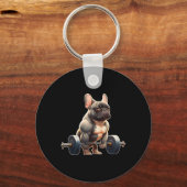 Funny French Bulldog Bodybuilding Gym Frenchie Wei Sleutelhanger (Voorkant)