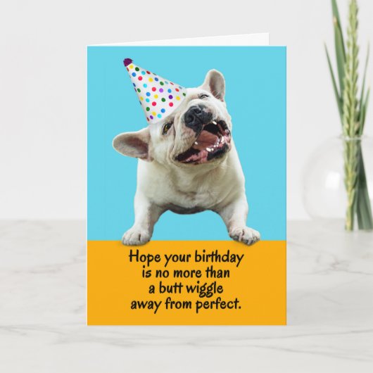 Funny French Bulldog Butt Wiggle Perfect Birthday Aankondiging (Voorkant)