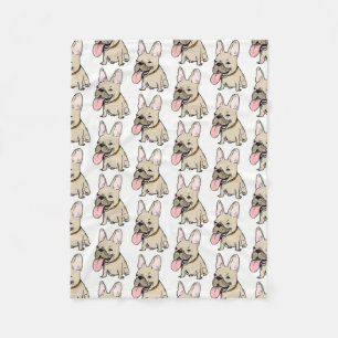 Funny French Bulldog Cartoon Dog Pattern Frenchies Fleece Deken