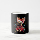 Funny French Bulldog Christmas Light Santa Hat Rei Koffiemok (Center)