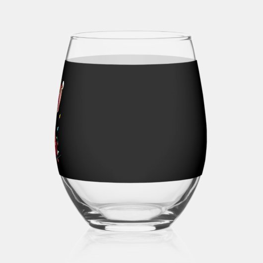 Funny French Bulldog Christmas Light Santa Hat Rei Wijnglas Zonder Voet (Links)