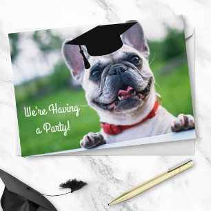 Funny French BullDog Dog Foto Graduation Party Kaart