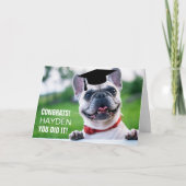 Funny French Bulldog Dog Photo Afstuderen Kaart (Voorkant)