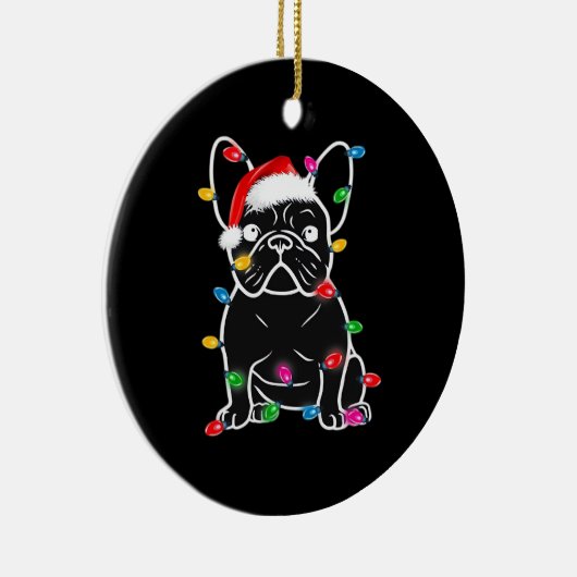 Funny French Bulldog Dog Tree Christmas Lights Xma Keramisch Ornament (Rechts)