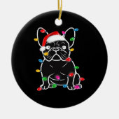 Funny French Bulldog Dog Tree Christmas Lights Xma Keramisch Ornament (Voorkant)