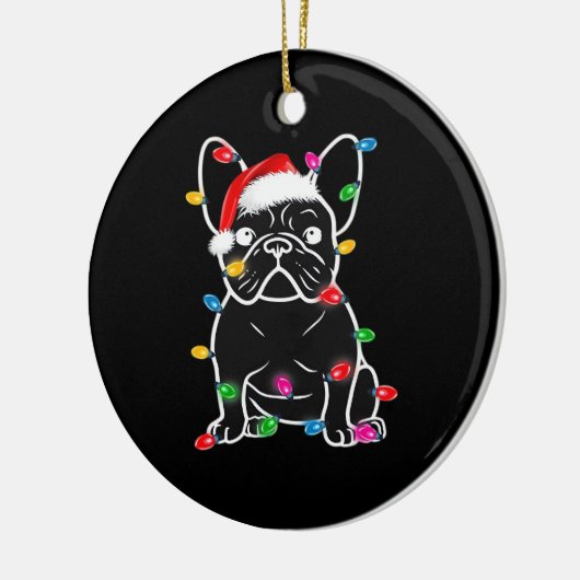 Funny French Bulldog Dog Tree Christmas Lights Xma Keramisch Ornament (Links)