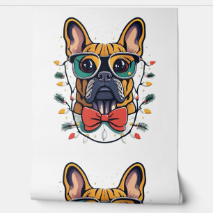 Funny French Bulldog Dog Tree kerstlampjes Xma Behang