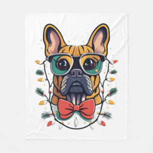 Funny French Bulldog Dog Tree kerstlampjes Xma Fleece Deken