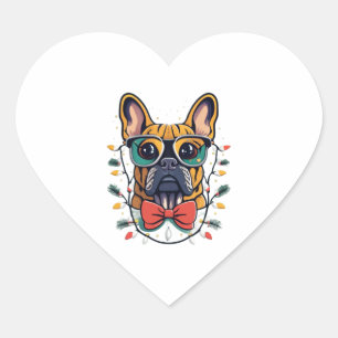 Funny French Bulldog Dog Tree kerstlampjes Xma Hart Sticker