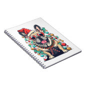 Funny French Bulldog Dog Tree kerstlampjes Xma Notitieboek (Rechterzijde)