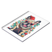 Funny French Bulldog Dog Tree kerstlampjes Xma Notitieboek (Linkerzijde)