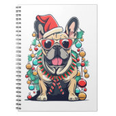 Funny French Bulldog Dog Tree kerstlampjes Xma Notitieboek (Voorkant)