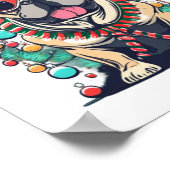 Funny French Bulldog Dog Tree kerstlampjes Xma Poster (Hoek)