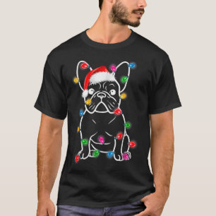 Funny French Bulldog Dog Tree kerstlampjes Xma T-shirt