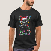 Funny French Bulldog Dog Tree kerstlampjes Xma T-shirt (Voorkant)