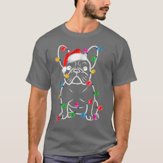 Funny French Bulldog Dog Tree kerstlampjes Xma T-shirt