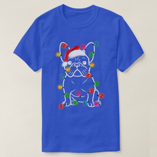 Funny French Bulldog Dog Tree kerstlampjes Xma T-shirt (Design voorkant)