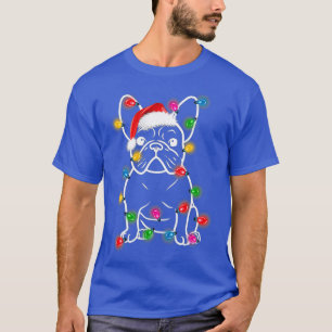 Funny French Bulldog Dog Tree kerstlampjes Xma T-shirt