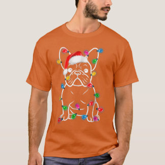 Funny French Bulldog Dog Tree kerstlampjes Xma T-shirt