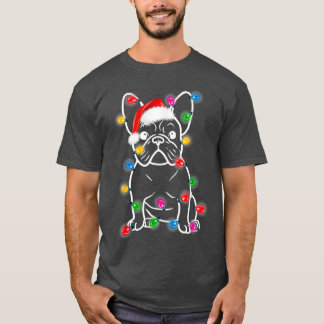 Funny French Bulldog Dog Tree kerstlampjes Xma T-shirt