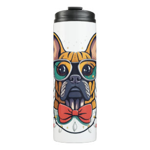 Funny French Bulldog Dog Tree kerstlampjes Xma Thermosbeker