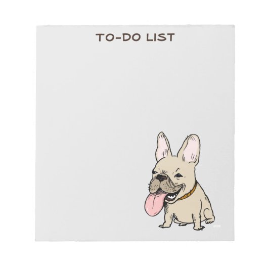 Funny French Bulldog Drawing Frenchie Custom Text Notitieblok (Voorkant)