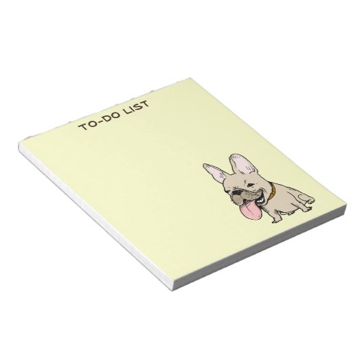 Funny French Bulldog Drawing Frenchie Custom Text Notitieblok (Schuin)