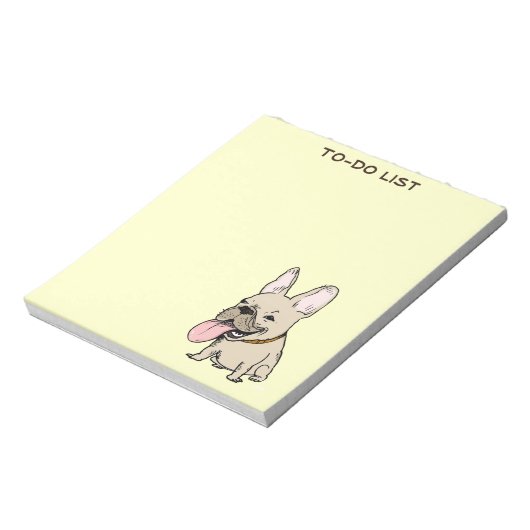 Funny French Bulldog Drawing Frenchie Custom Text Notitieblok (Linkerzijde)