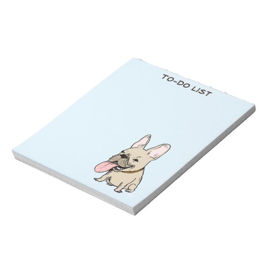 Funny French Bulldog Drawing Frenchie Custom Text Notitieblok (Linkerzijde)