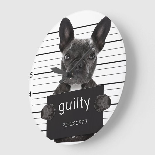 Funny French Bulldog Jail Mugshot Bad Dog Grote Klok (Hoek)