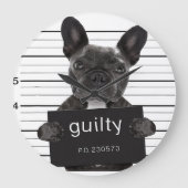 Funny French Bulldog Jail Mugshot Bad Dog Grote Klok (Voorkant)