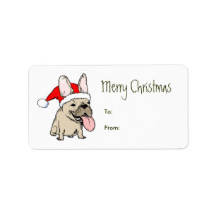 Funny French Bulldog kerstcadeautags Etiket