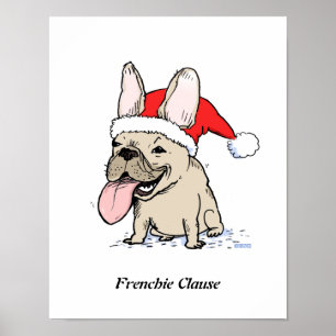 Funny French Bulldog Kerstfeestay Santa Dog Poster