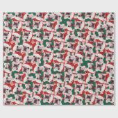 Funny French Bulldog kerstpattern Cadeaupapier (Vlak)