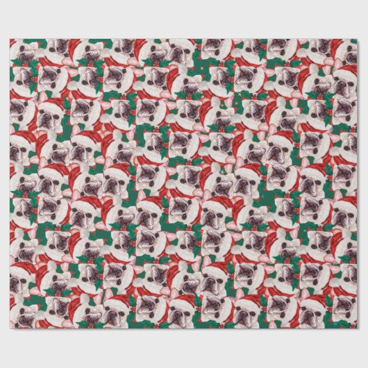 Funny French Bulldog kerstpattern Cadeaupapier (Vlak)