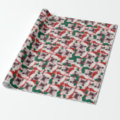Funny French Bulldog kerstpattern Cadeaupapier (Uitgerold)