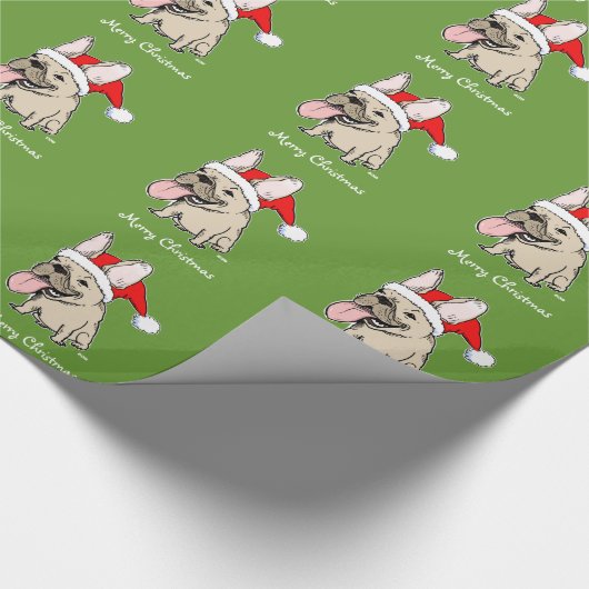Funny French Bulldog kerstpattern Cute Cadeaupapier (Hoek)