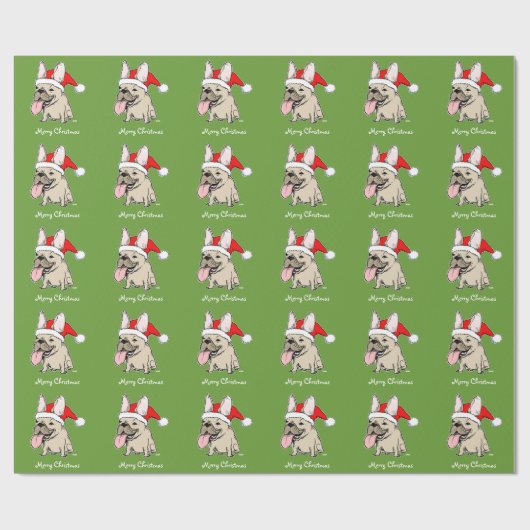 Funny French Bulldog kerstpattern Cute Cadeaupapier (Vlak)