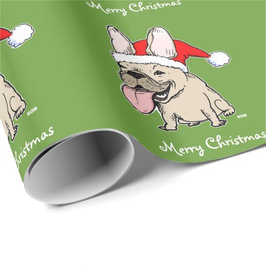 Funny French Bulldog kerstpattern Cute Cadeaupapier (Rol Hoek)