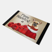 Funny French bulldog kerstvlooien navidog Deurmat (Schuin)