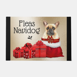 Funny French bulldog kerstvlooien navidog Deurmat