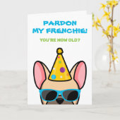 Funny French Bulldog Light Fawn Frenchie Birthday Kaart (Gele Bloem)